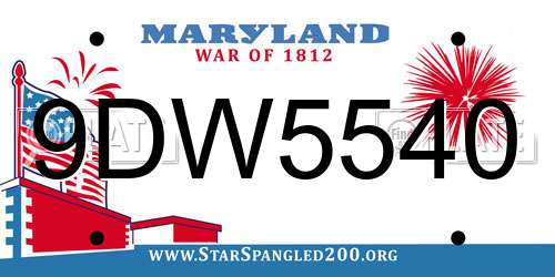 9DW5540 Maryland License Plate