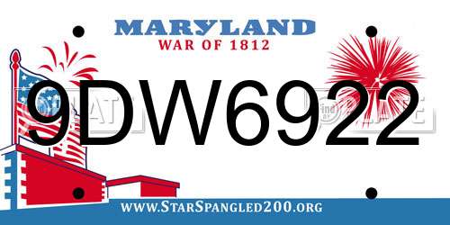 9DW6922 Maryland License Plate
