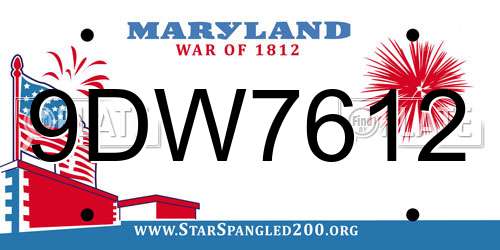 9DW7612 Maryland License Plate