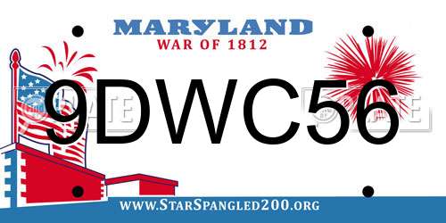 9DWC56 Maryland License Plate