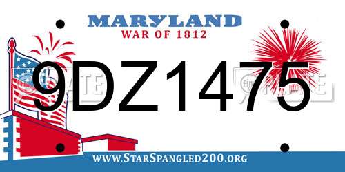 9DZ1475 Maryland License Plate