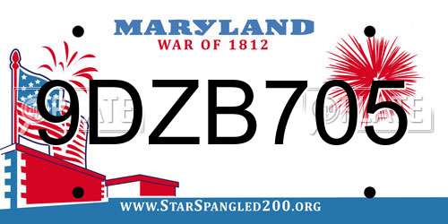 9DZB705 Maryland License Plate
