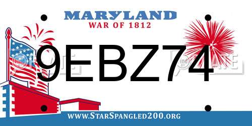 9EBZ74 Maryland License Plate