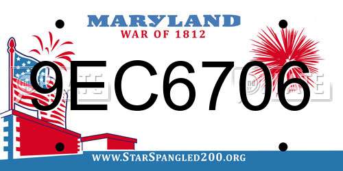 9EC6706 Maryland License Plate