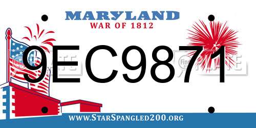 9EC9871 Maryland License Plate