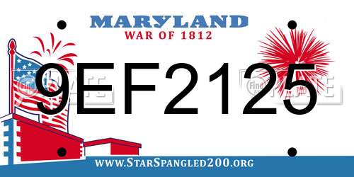 9EF2125 Maryland License Plate