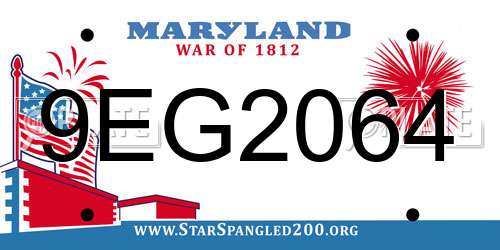 9EG2064 Maryland License Plate