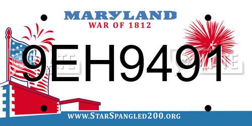 9EH9491 Maryland License Plate