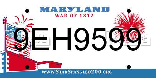 9EH9599 Maryland License Plate