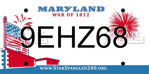 9EHZ68 Maryland License Plate