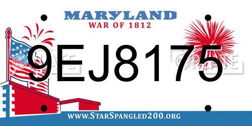9EJ8175 Maryland License Plate