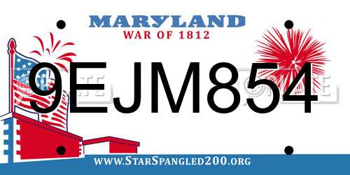 9EJM854 Maryland License Plate
