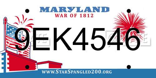 9EK4546 Maryland License Plate