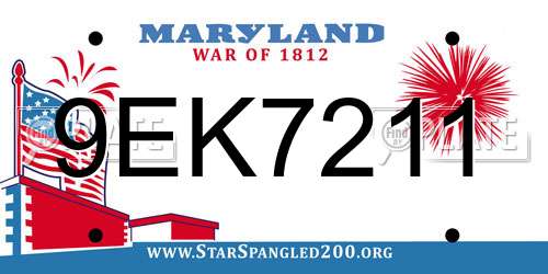 9EK7211 Maryland License Plate