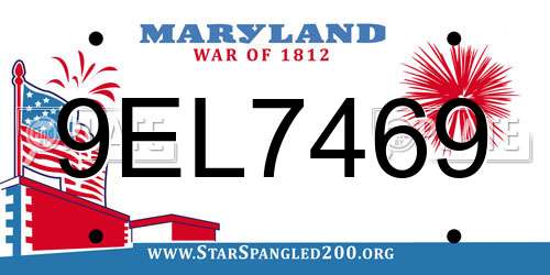 9EL7469 Maryland License Plate