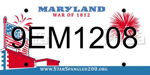 9EM1208 Maryland License Plate