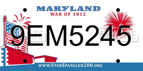 9EM5245 Maryland License Plate