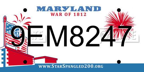 9EM8247 Maryland License Plate