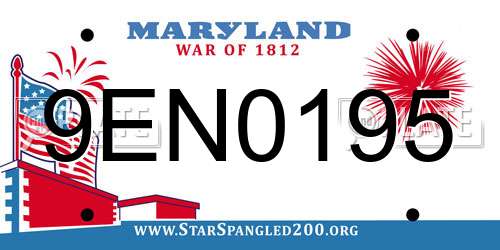 9EN0195 Maryland License Plate