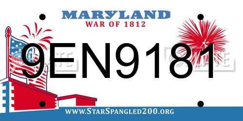 9EN9181 Maryland License Plate