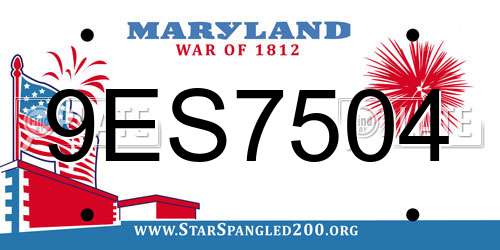 9ES7504 Maryland License Plate