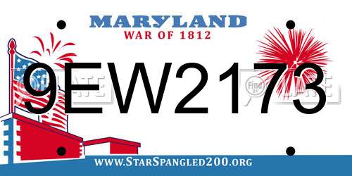 9EW2173 Maryland License Plate
