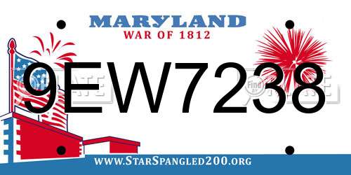 9EW7238 Maryland License Plate