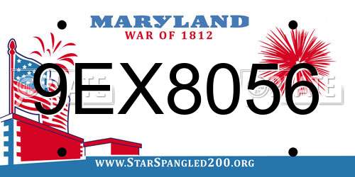 9EX8056 Maryland License Plate