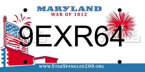 9EXR64 Maryland License Plate