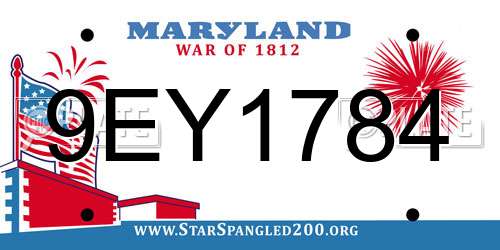 9EY1784 Maryland License Plate