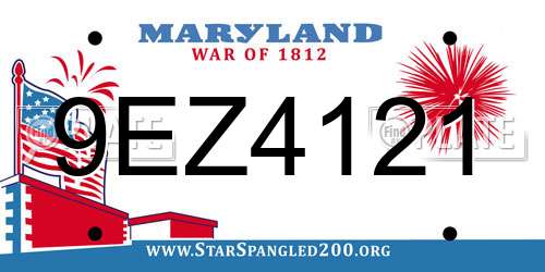 9EZ4121 Maryland License Plate