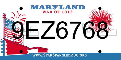 9EZ6768 Maryland License Plate