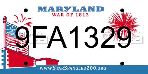 9FA1329 Maryland License Plate