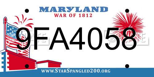 9FA4058 Maryland License Plate