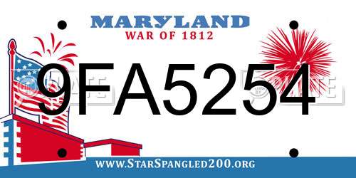 9FA5254 Maryland License Plate