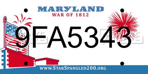 9FA5343 Maryland License Plate