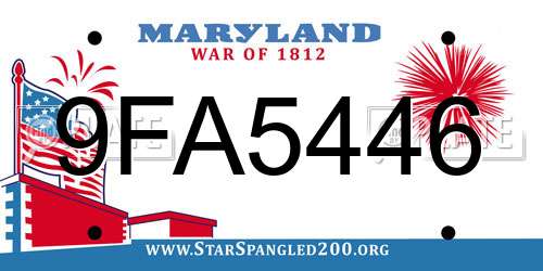 9FA5446 Maryland License Plate