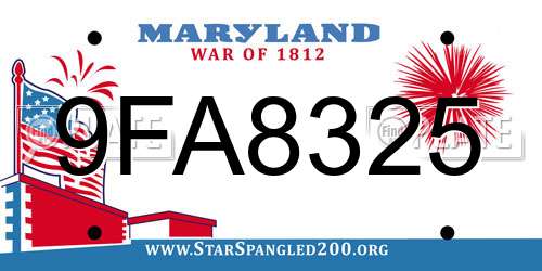 9FA8325 Maryland License Plate