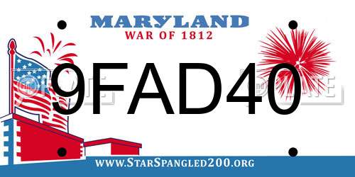 9FAD40 Maryland License Plate