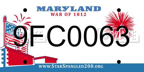 9FC0063 Maryland License Plate