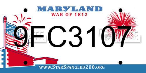 9FC3107 Maryland License Plate