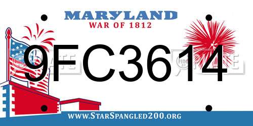 9FC3614 Maryland License Plate
