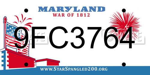 9FC3764 Maryland License Plate