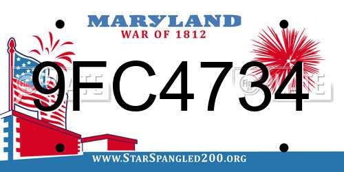 9FC4734 Maryland License Plate