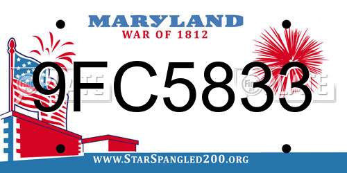 9FC5833 Maryland License Plate