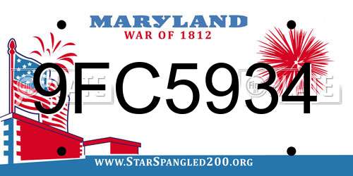 9FC5934 Maryland License Plate