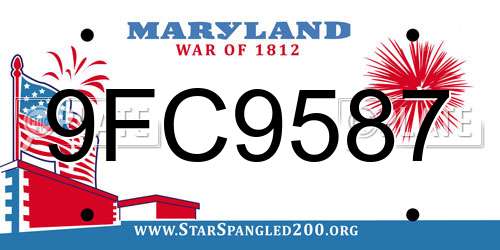9FC9587 Maryland License Plate