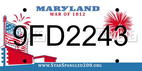 9FD2243 Maryland License Plate