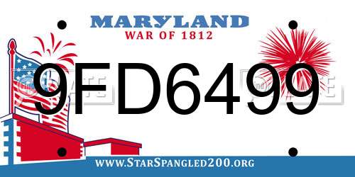 9FD6499 Maryland License Plate
