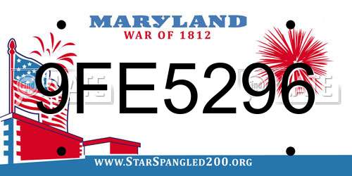 9FE5296 Maryland License Plate